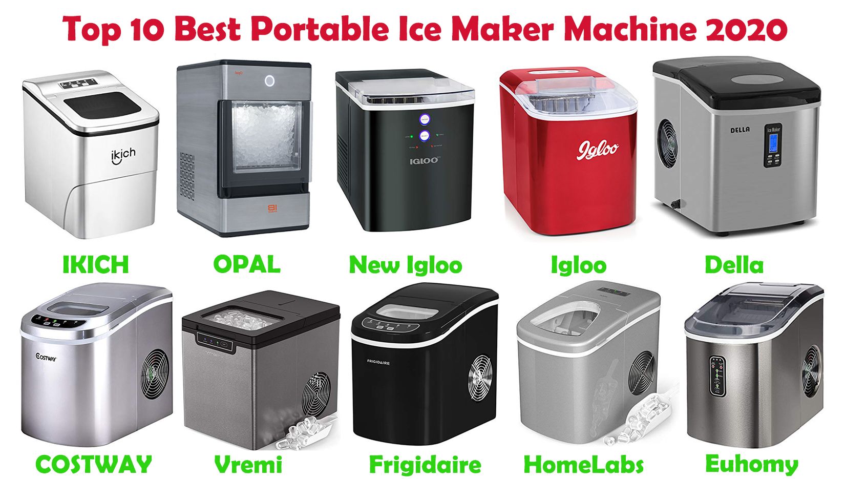 10 Best Portable Ice Maker Review & Comparison 2020 - Countertops IKICH vs HomeLabs vs Igloo vs Della vs Vremi vs Frigidaire vs Euhomy vs COSTWAY vs Opal